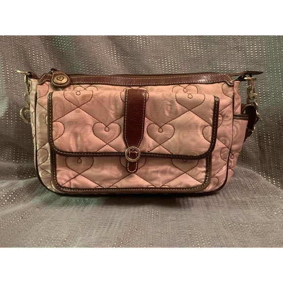 Brighton Shoulder Purse Vintage Bag Cream Brown Leather - H - Picture 1 of 10